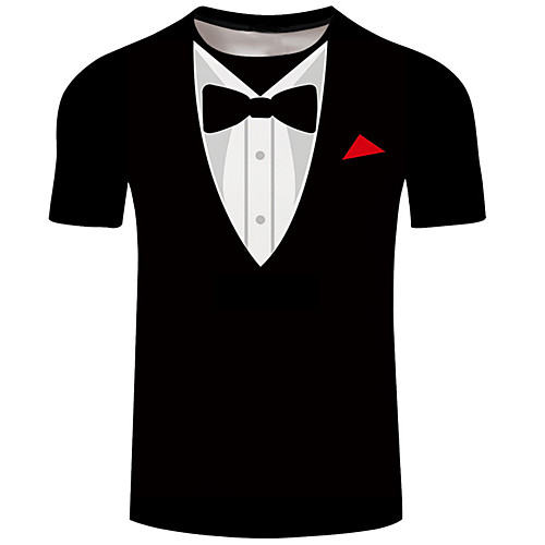 

Men's Plus Size Graphic Simulation Print T-shirt Basic Exaggerated Daily Club Round Neck Black / Summer / Short Sleeve