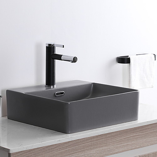 

Bathroom Sink Ceramic above Counter Basin Contemporary Glass Rectangular Container Sink