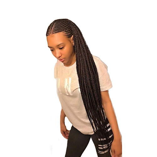 

Synthetic Lace Front Wig Box Braids Braid Lace Front Wig Long Natural Black Synthetic Hair 24 inch Women's Women Synthetic Braided Wig Black