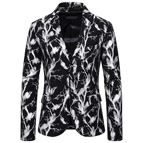 

Men's Blazer, Striped / Floral / Geometric Notch Lapel Polyester Gold / Silver