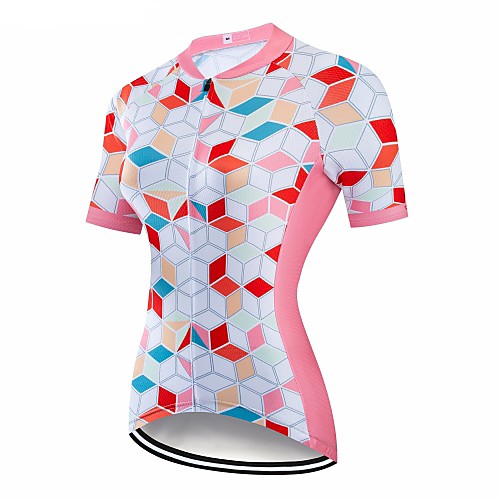 

CAWANFLY Women's Short Sleeve Cycling Jersey GrayWhite Geometic Bike Jersey Top Mountain Bike MTB Road Bike Cycling Breathable Quick Dry Back Pocket Sports Clothing Apparel / Advanced / Expert