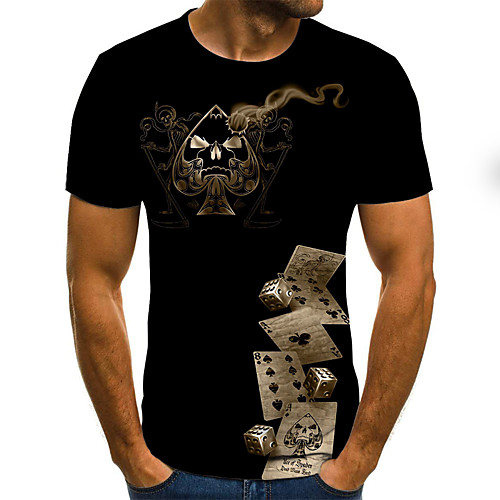 

Men's Plus Size 3D Graphic Print T-shirt Basic Daily Going out Round Neck Black / Short Sleeve