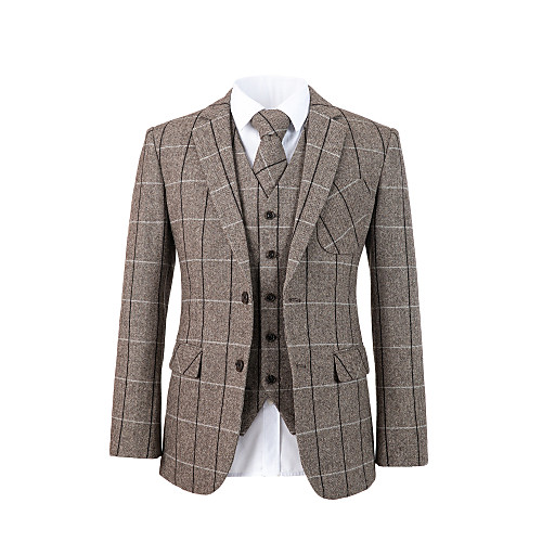 

Brown herringbone tweed wool custom suit