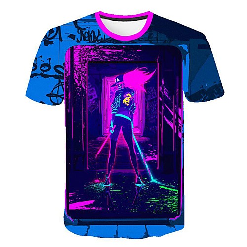 

Men's 3D Print T-shirt Daily Round Neck Blue / Short Sleeve