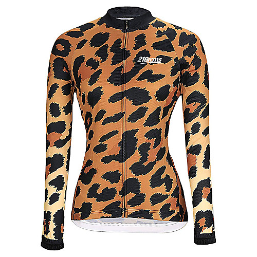 

21Grams Women's Long Sleeve Cycling Jersey Winter Black / Orange Purple Yellow Leopard Bike Jersey Top Mountain Bike MTB Road Bike Cycling Thermal / Warm Breathable Quick Dry Sports Clothing Apparel