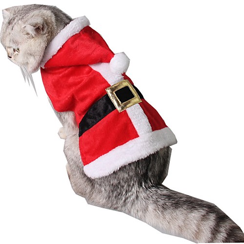 

Cat Costume Holiday Decorations Puppy Clothes Santa Claus Party / Evening Christmas Christmas Festival Winter Dog Clothes Puppy Clothes Dog Outfits Red Costume for Girl and Boy Dog Terylene S