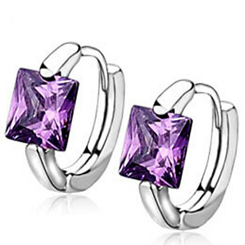 

Women's Purple Blue Pink Cubic Zirconia Earrings Geometrical Flower Stylish Imitation Diamond Earrings Jewelry White / Purple / Burgundy For Gift Daily 1 Pair