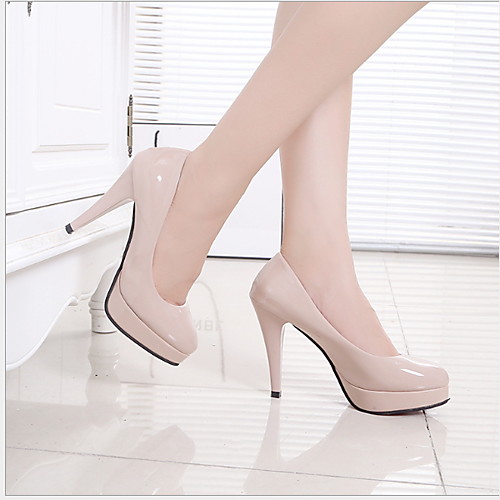 

Women's Heels Stiletto Heel Round Toe Daily PU Almond White Black / 3-4