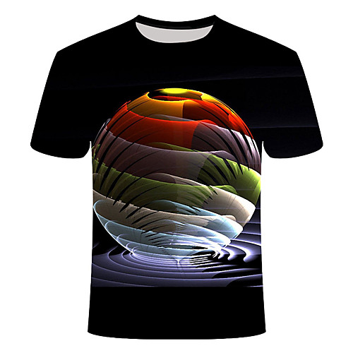 

Men's Graphic Print T-shirt Daily Round Neck Black / Short Sleeve