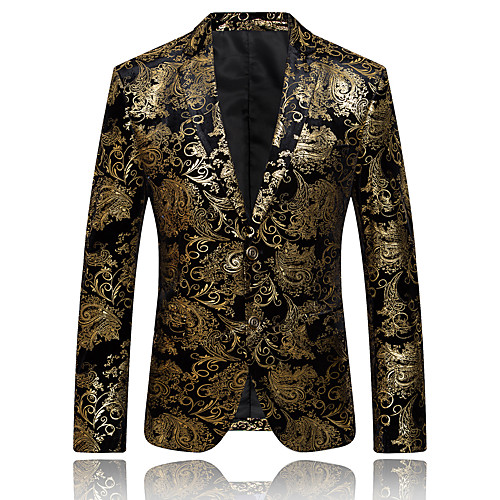 

Red / Gold / Silver Print Regular Fit Polyester Men's Suit - Notch lapel collar / Party / Fall / Winter / Long Sleeve / Plus Size