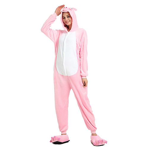 

Adults' Kigurumi Pajamas Piggy / Pig Onesie Pajamas Flannel Fabric Pink Cosplay For Men and Women Animal Sleepwear Cartoon Festival / Holiday Costumes