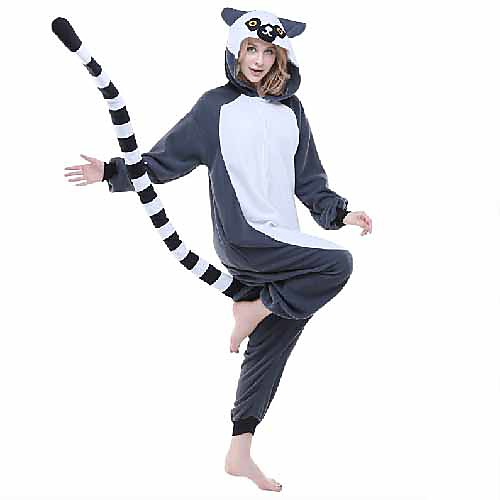 

Adults' Camouflage Kigurumi Pajamas Nightwear Monkey Lemur Animal Onesie Pajamas Polar Fleece Synthetic Fiber Gray Cosplay For Men and Women Animal Sleepwear Cartoon Festival / Holiday Costumes