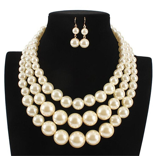 

Women's Pearl Bridal Jewelry Sets Classic Donuts Stylish Imitation Pearl Earrings Jewelry White For Party Festival 1 set