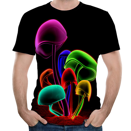

Men's Plus Size Graphic Print T-shirt Street chic Exaggerated Daily Holiday Round Neck Black / Summer / Short Sleeve