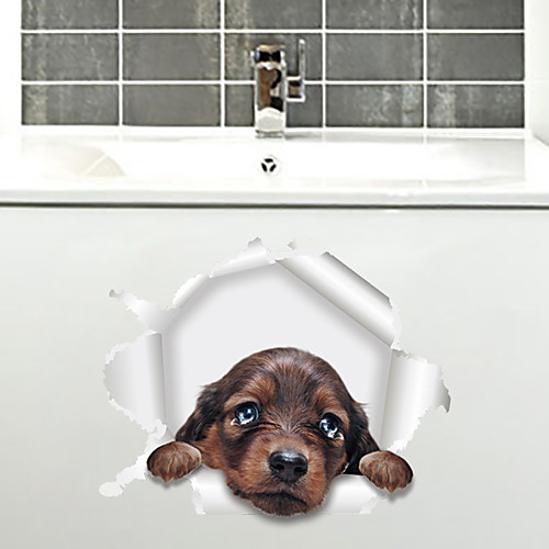 

New 3D puppy dog wallpaper children's room bathroom toilet stickers MU85002