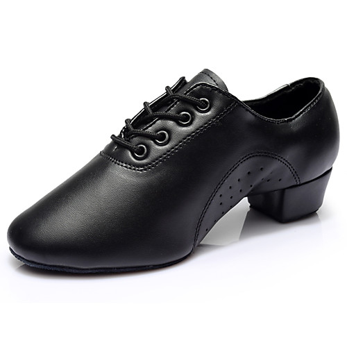

Men's Latin Shoes Heel Thick Heel Faux Leather Black / Performance