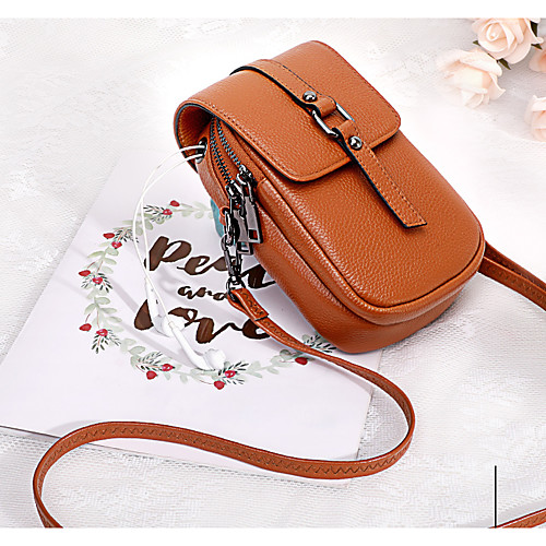 

Women's Zipper Cowhide Mobile Phone Bag Solid Color Wine / Blushing Pink / Royal Blue / Fall & Winter