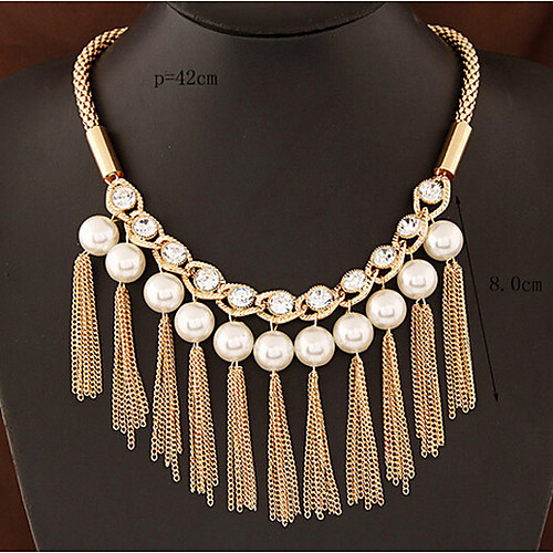 

Women's Choker Necklace Collar Necklace Tassel Fringe Precious Unique Design Fashion Imitation Pearl Gold Plated Chrome Gold 45 cm Necklace Jewelry 1pc For Holiday Street Festival