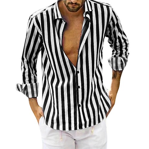 

Men's Striped Shirt Daily Black / Blushing Pink / Long Sleeve