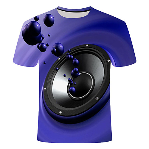 

Men's T shirt Geometric Plus Size Print Short Sleeve Daily Tops Basic Streetwear Blue