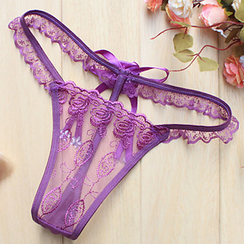 

Women's Lace / Mesh G-strings & Thongs Panties - Normal Low Waist Black Purple Blushing Pink One-Size