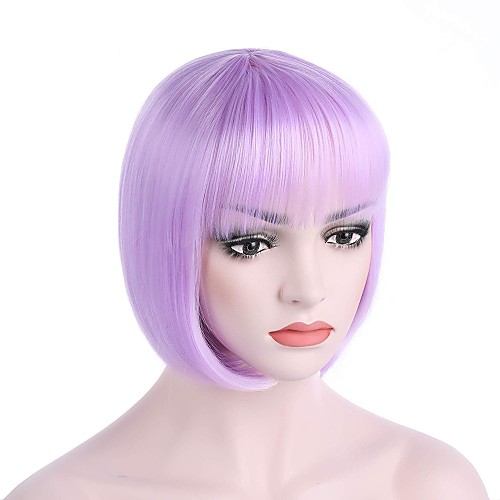 

Cosplay Costume Wig Synthetic Wig Cosplay Wig Straight Straight Bob With Bangs Wig Short T-Blue Medium Brown Blonde Blue Green Synthetic Hair Women's Blue