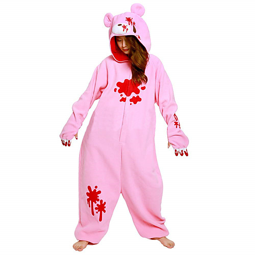 

Adults' Kigurumi Pajamas Bear Onesie Pajamas Flannel Fabric Pink Cosplay For Men and Women Animal Sleepwear Cartoon Festival / Holiday Costumes