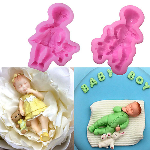 

3D Boy Girl Silicone Mold Baby Party Fondant Cake Decorating Tools Cupcake Chocolate Baking Tools