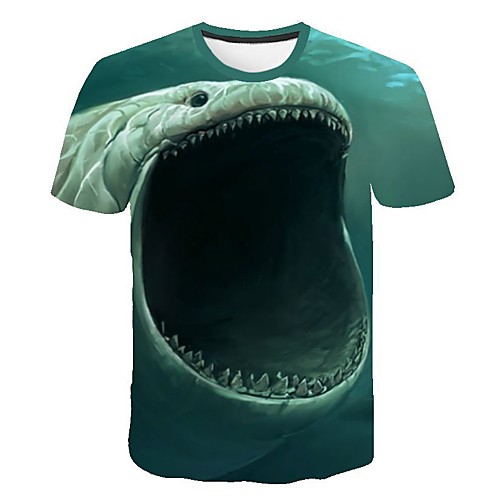

Men's 3D Print T-shirt Daily Round Neck Green / Short Sleeve