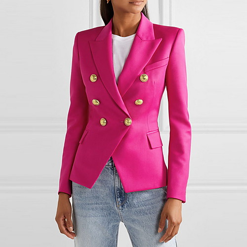 

Women's Blazer Solid Colored Classic Classic & Timeless Polyester Office / Career EU / US Size Coat Tops White / Notch lapel collar