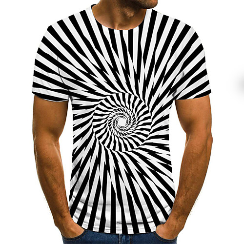 

Men's Plus Size Geometric Color Block Print T-shirt Street chic Exaggerated Daily Holiday Round Neck White / Short Sleeve