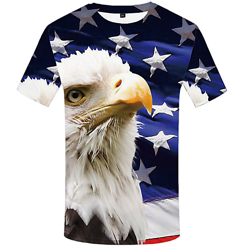 

Men's Plus Size Animal Print T-shirt Daily Round Neck Blue / Short Sleeve