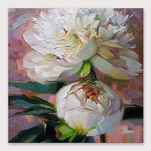 

Oil Painting Hand Painted Square Abstract Floral / Botanical Modern Stretched Canvas