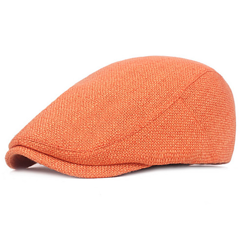 

Men's Basic Polyester Beret Hat-Solid Colored Black Orange Brown