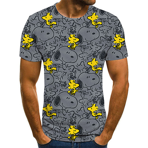 

Men's 3D Slim T-shirt Basic Daily Round Neck Gray / Short Sleeve