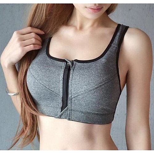 

Women's Sports Bra Top Bralette Running Exercise & Fitness Leisure Sports Breathable Quick Dry Lightweight Materials Padded BlackGray Curve / Stretchy