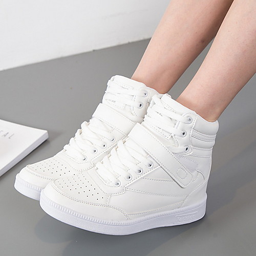 

Women's Sneakers Hidden Heel Round Toe PU Fall & Winter Black / Black / White / White