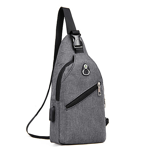 

Men's Zipper Polyester Sling Shoulder Bag Solid Color Black / Blue / Gray