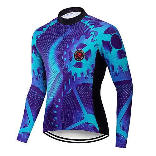 

Men's Long Sleeve Cycling Jersey Winter Blue Gradient Gear Bike Jersey Top Mountain Bike MTB Road Bike Cycling Breathable Quick Dry Sweat-wicking Sports Clothing Apparel / Stretchy