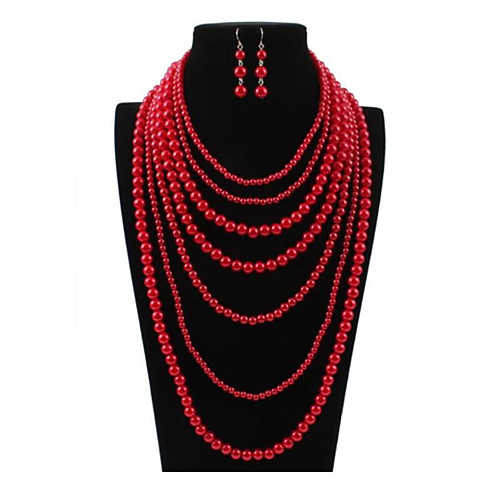 

Women's Pearl Bridal Jewelry Sets Classic Donuts Stylish Earrings Jewelry White / Red For Party Festival 1 set