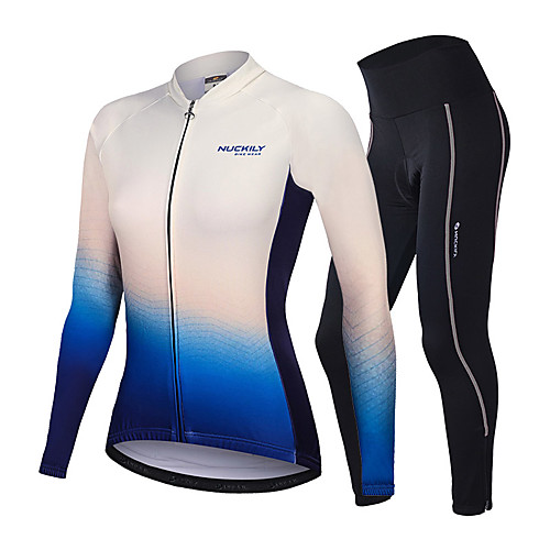 

Nuckily Women's Long Sleeve Cycling Jersey with Tights Winter Fleece Lycra BlueYellow Gradient Bike Clothing Suit Thermal / Warm Fleece Lining Breathable 3D Pad Quick Dry Sports Gradient Mountain