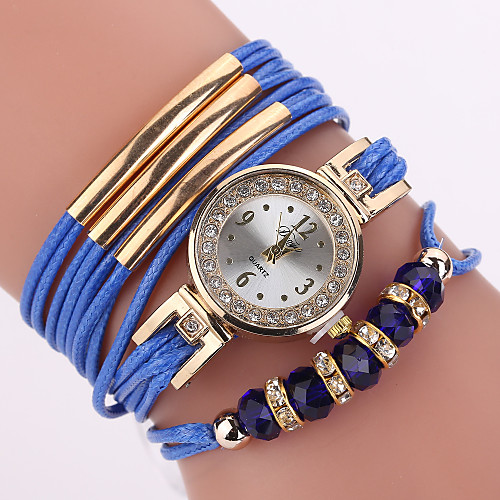 

Women's Bracelet Watch Cubic Zirconia Casual Elegant Blue Grey PU Leather Chinese Quartz Blue Gray Casual Watch Imitation Diamond 1 pc Analog One Year Battery Life