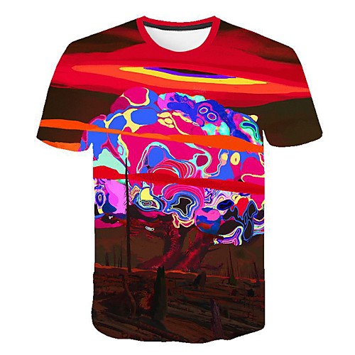 

Men's 3D Print T-shirt Daily Round Neck Red / Short Sleeve