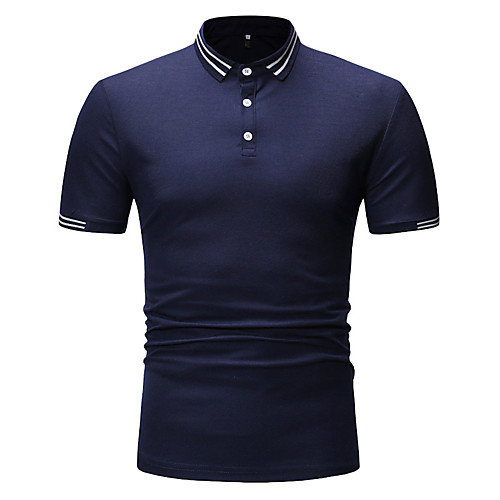 

Men's Polo Striped Short Sleeve Daily Tops Cotton Black Red Yellow