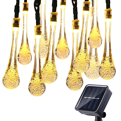 

1pcs Solar Powered String Lights 30 LEDs 6.5m Waterproof 8 Modes Water Drop Fairy String Outdoor Lighting Garden Holiday Paty Lights