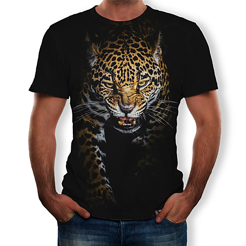 

Men's Plus Size 3D Graphic Print T-shirt Street chic Exaggerated Daily Holiday Round Neck Black / Short Sleeve