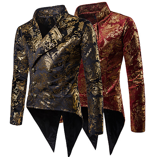 

Disco Disco 1980s Suits & Blazers Lapel Collar Blazer Men's Sequins Costume Golden / Red Vintage Cosplay Party Halloween Club Long Sleeve / Tuxedo / Tuxedo