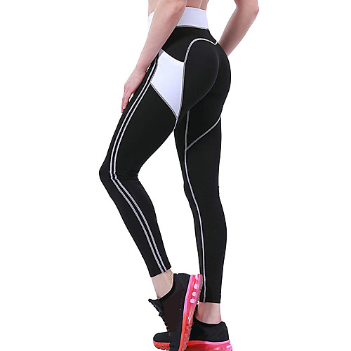 

Women's High Waist Yoga Pants Pocket Patchwork Cropped Leggings Butt Lift Quick Dry Heart White / Black Blue / Black Black / Pink Gym Workout Running Fitness Sports Activewear High Elasticity Skinny