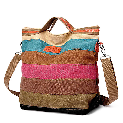 

Women's Zipper Canvas Tote Striped Rainbow / Fall & Winter