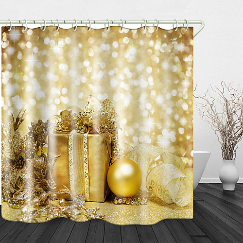 

Christmas Shower Curtains & Hooks Modern Polyester Trend Design